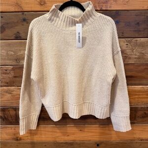 New The Workshop Cream Ribbed Mock Turtleneck Sweater - S